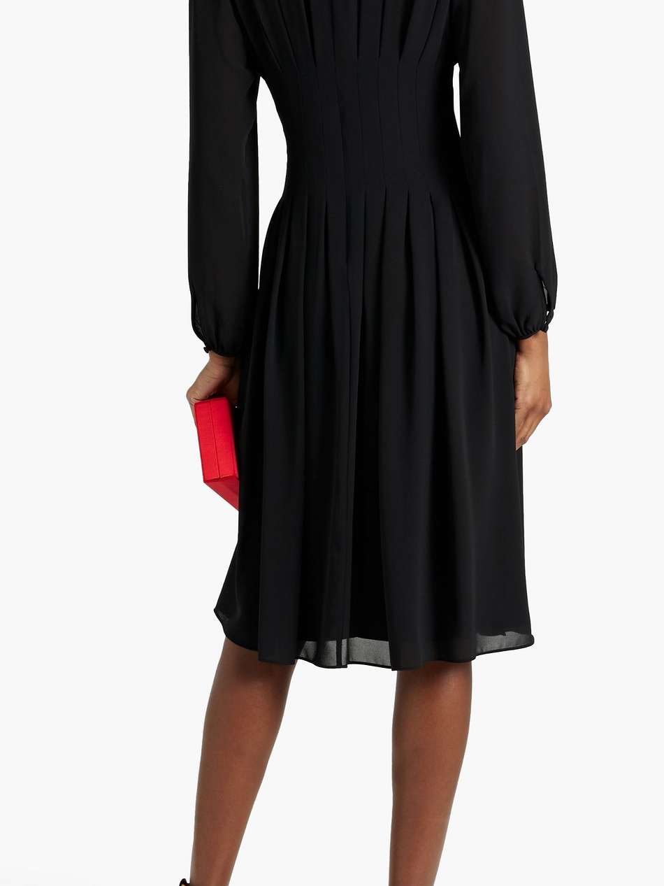 cutout pintucked crepe dress