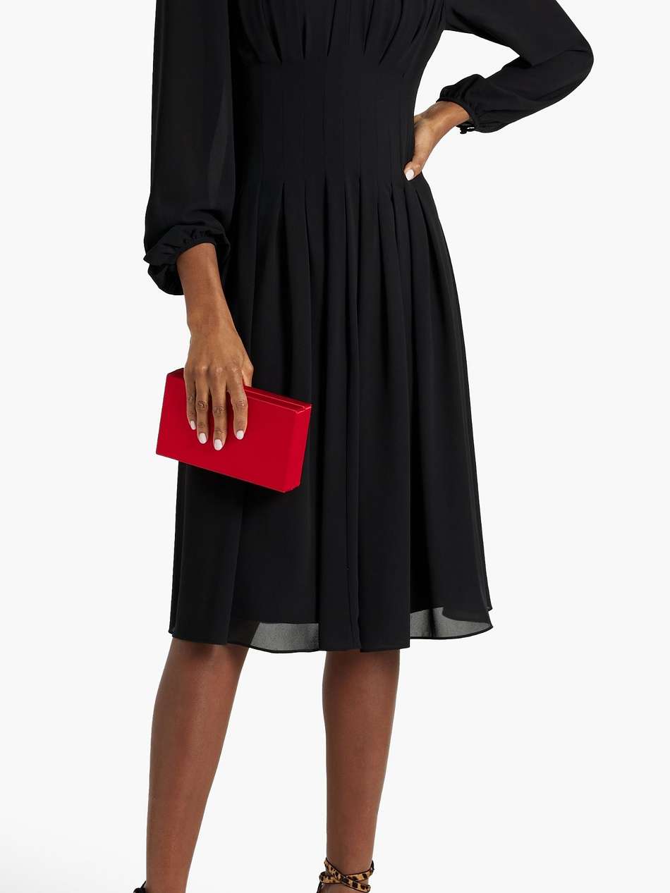 cutout pintucked crepe dress