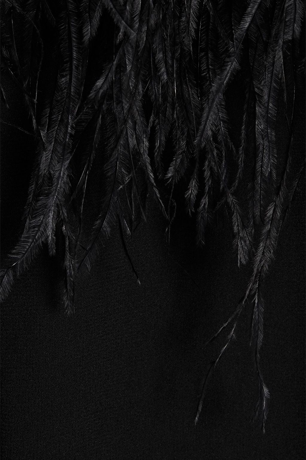 MIKAEL AGHAL Feather-embellished tulle-paneled crepe midi dress