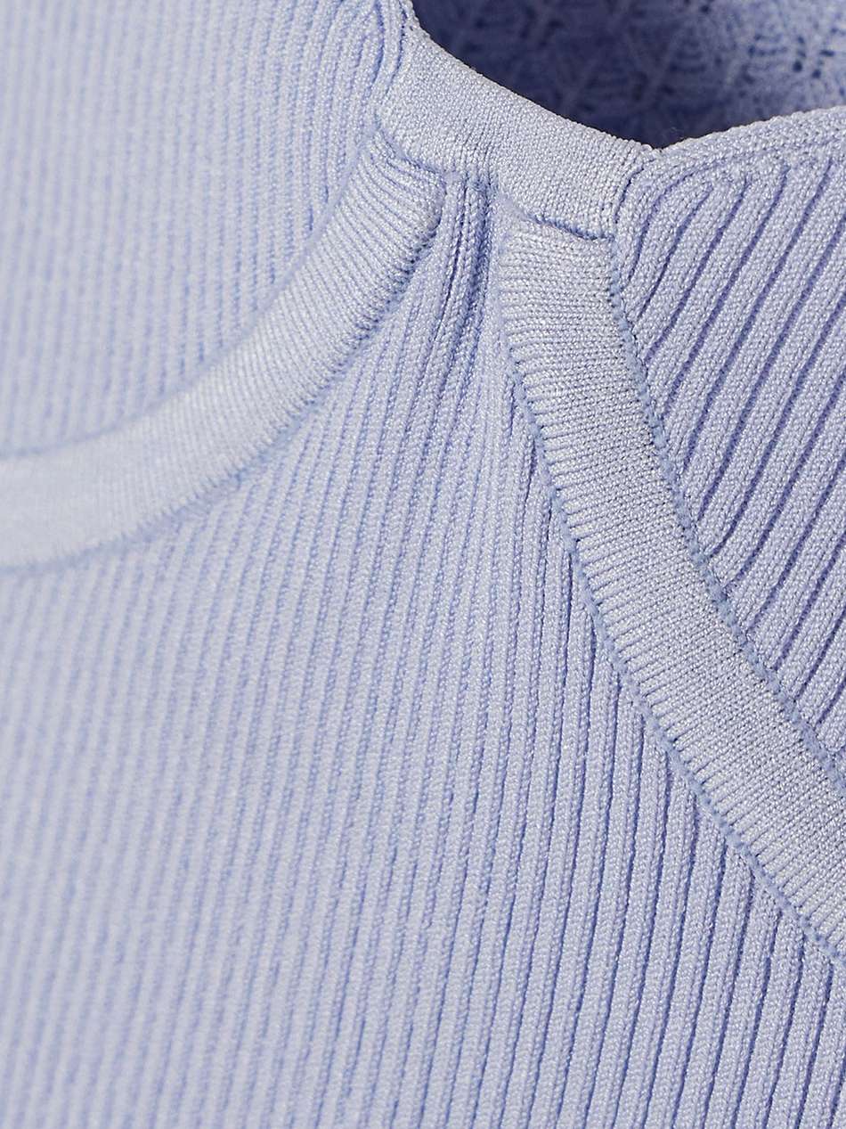 layered pointelle-knit and ribbed stretch-jersey mini dress