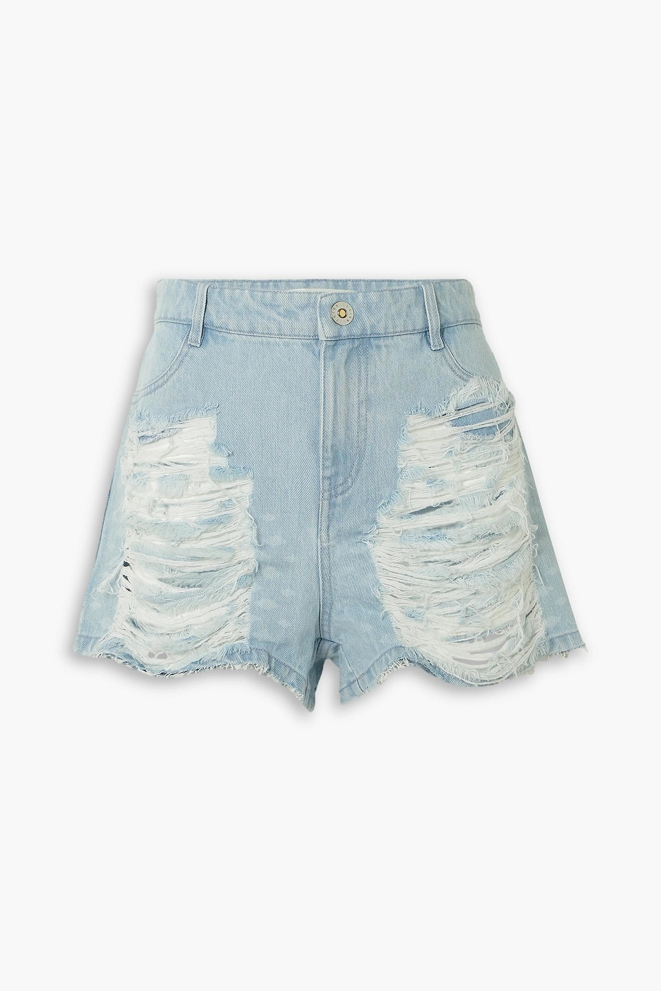 Shop Dion Lee Distressed Denim Shorts In Light Denim