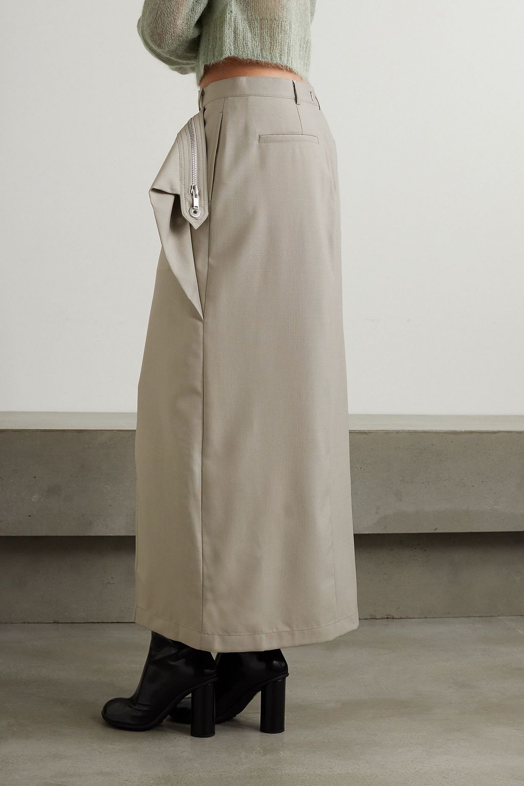 DION LEE Draped wool maxi skirt