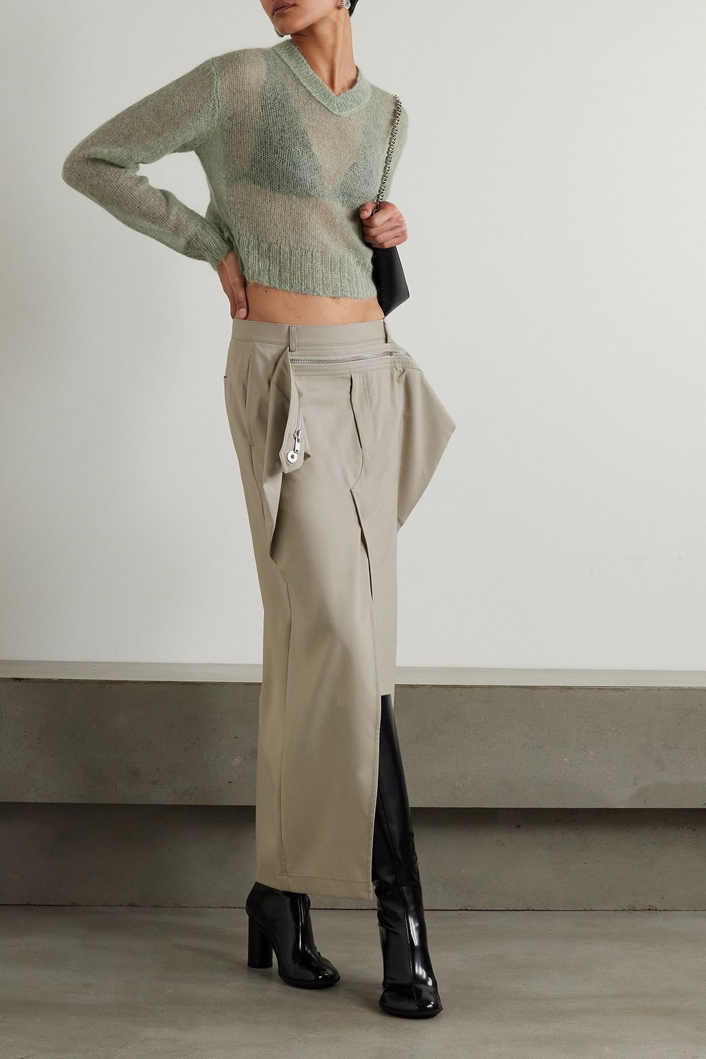 DION LEE Draped wool maxi skirt