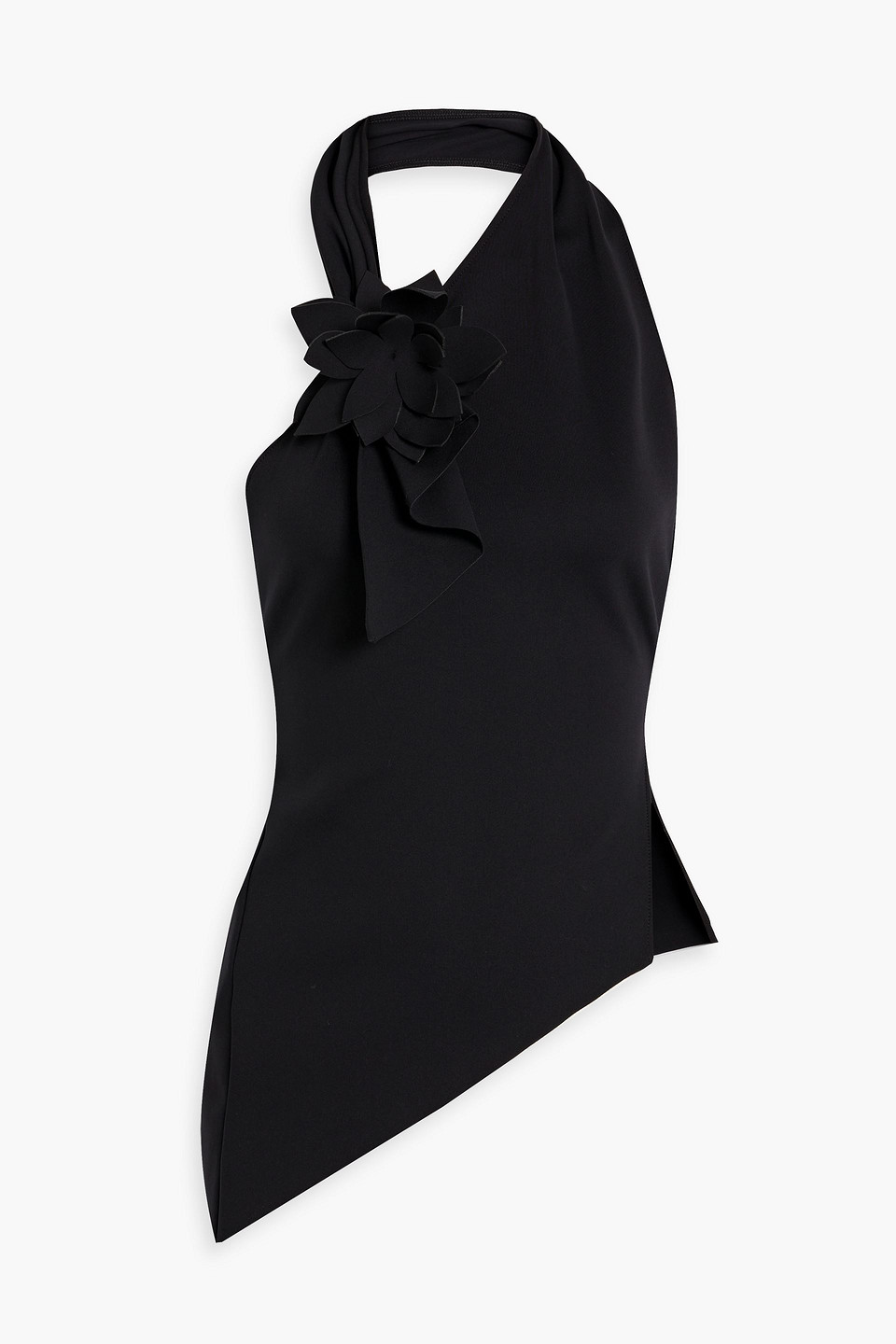 Coperni Asymmetric Appliquéd Satin-twill Halterneck Top In Black