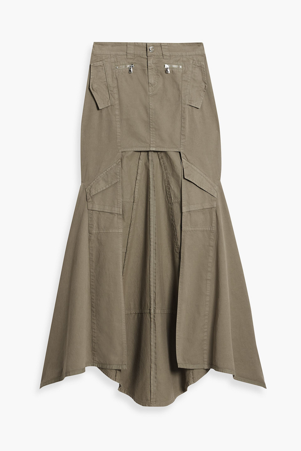 Coperni Asymmetric Cotton Maxi Skirt In Mushroom