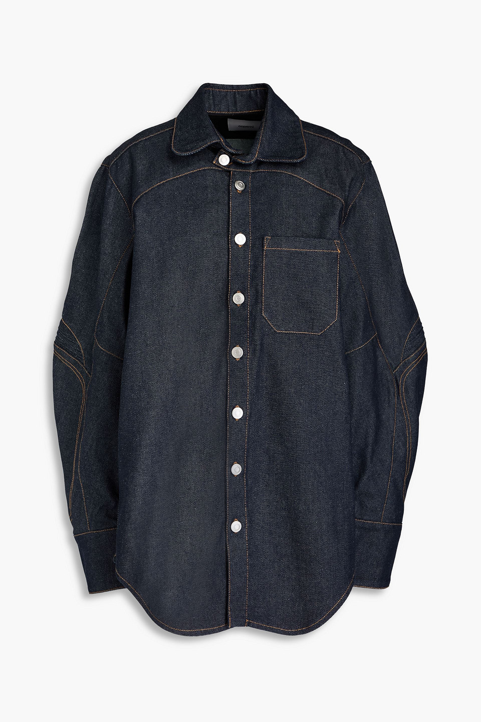 Coperni Moto Oversized Denim Shirt In Dark Denim
