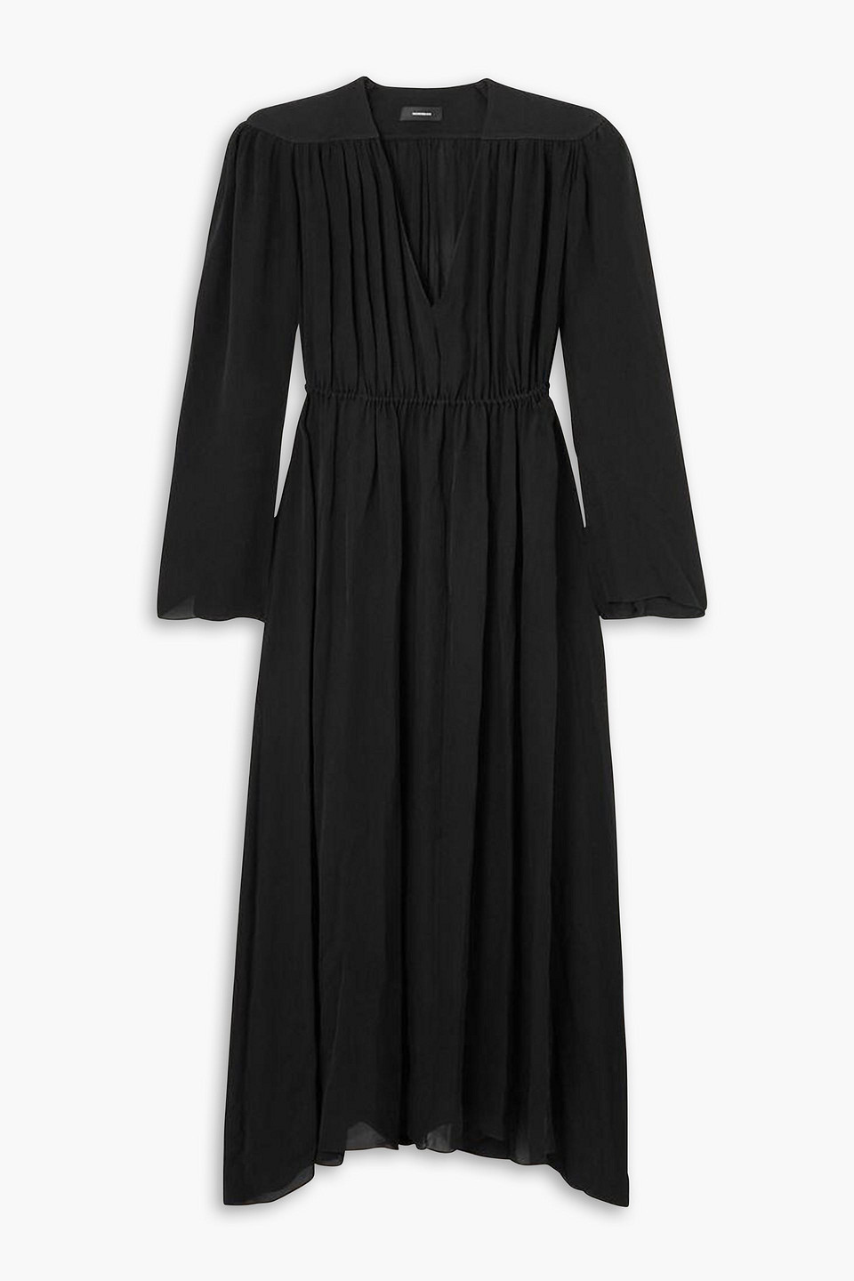 wardrobe.nyc - gathered silk-voile maxi dress - black - xs