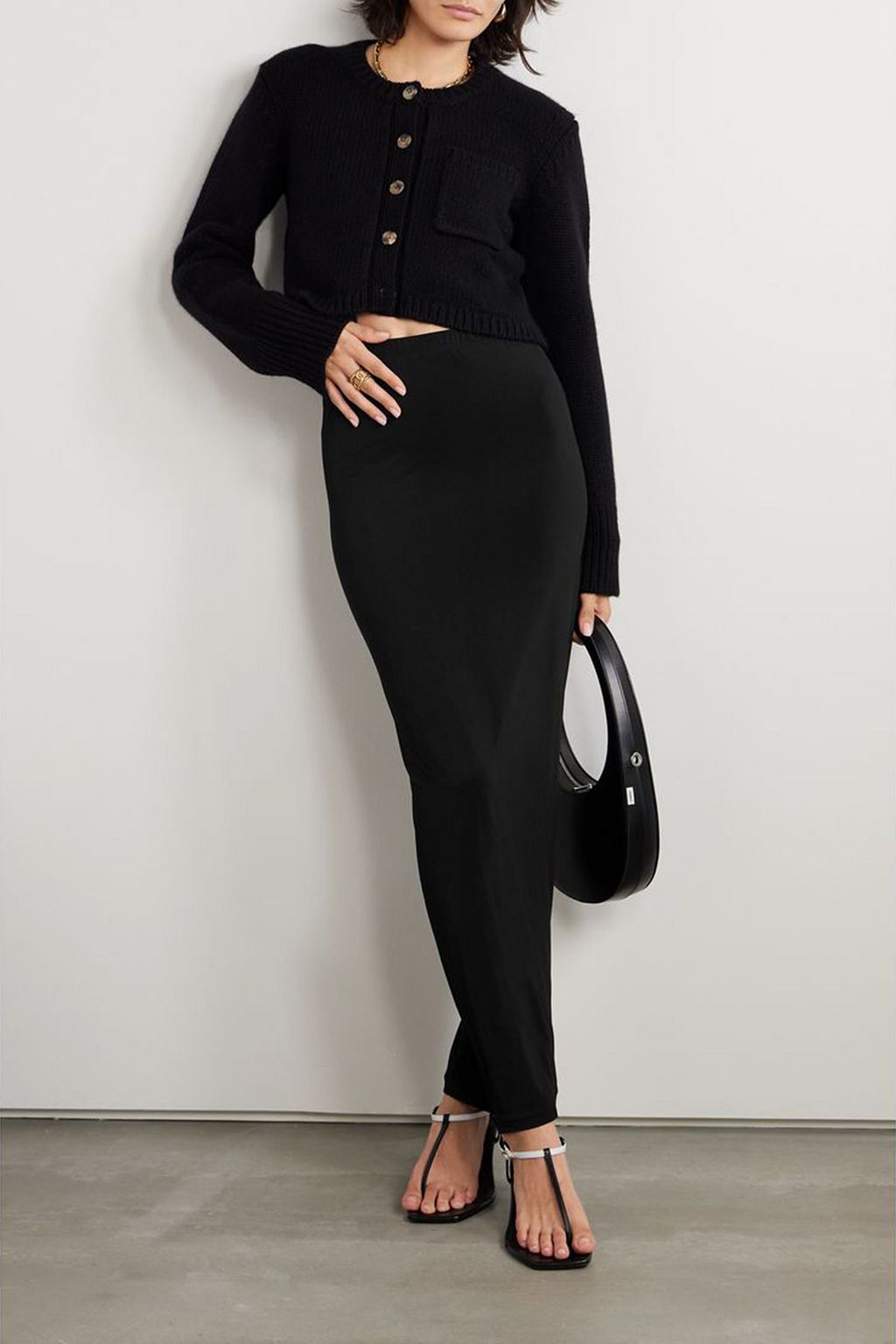 WARDROBE.NYC تنورة طويلة من نسيجٍ محبوك مطاط