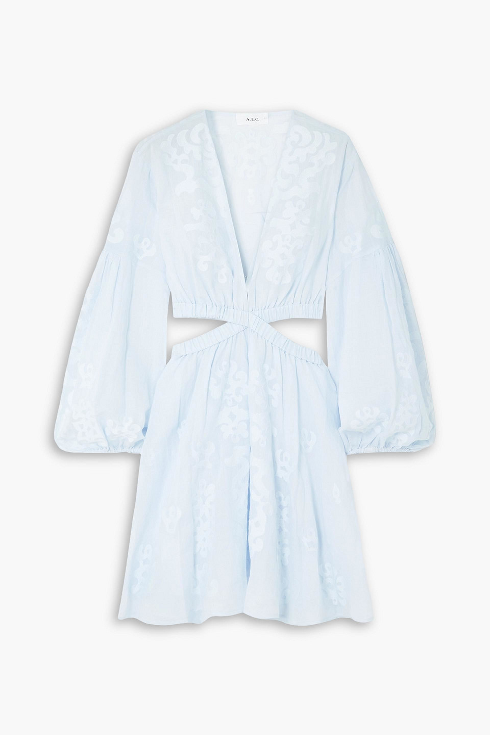 A.l.c Irene Cutout Embroidered Ramie Mini Dress In Sky Blue | ModeSens A.l.c Irene Cutout Embroidered Ramie Mini Dress In Sky Blue | ModeSens