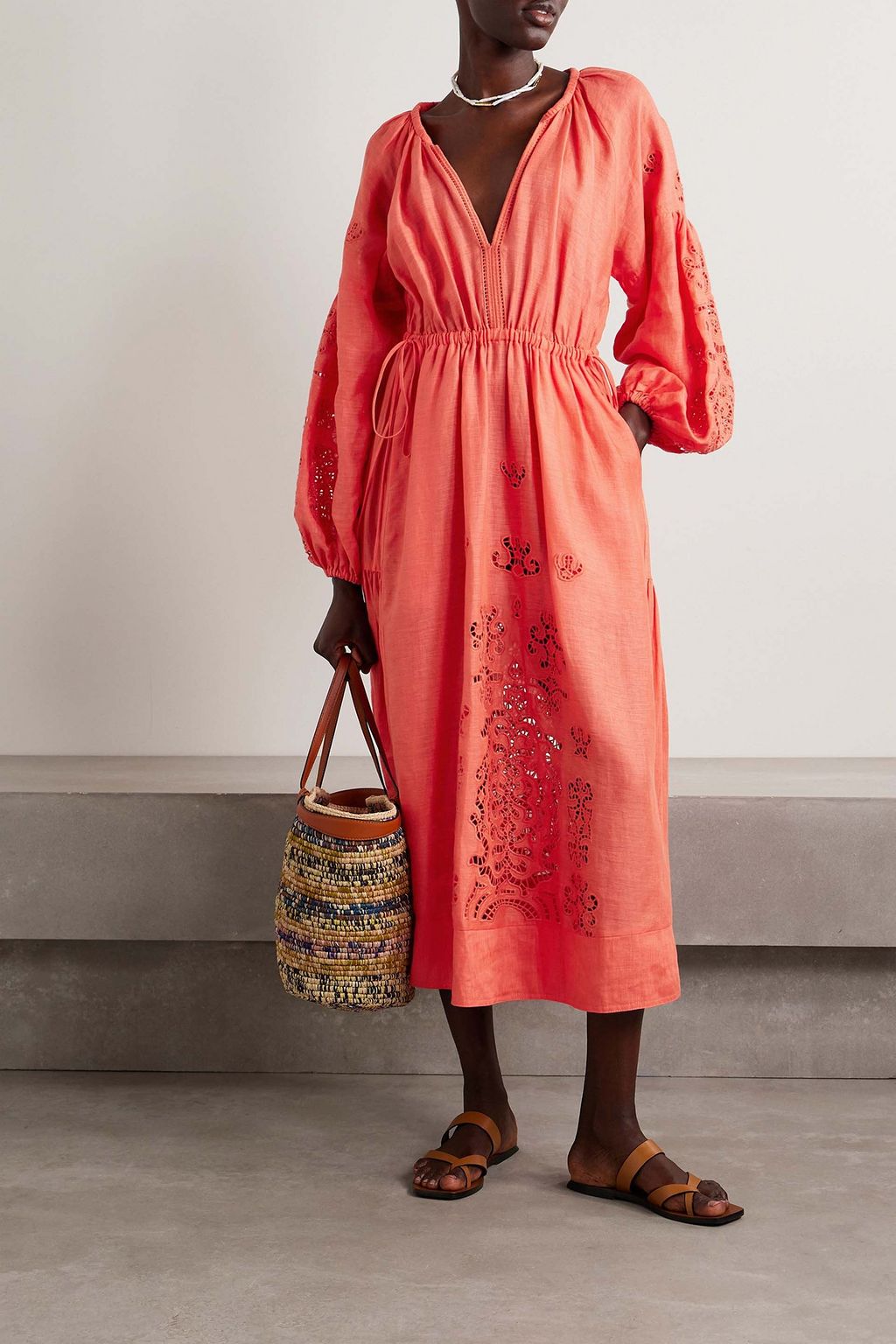 A.L.C. Capri broderie anglaise linen midi dress