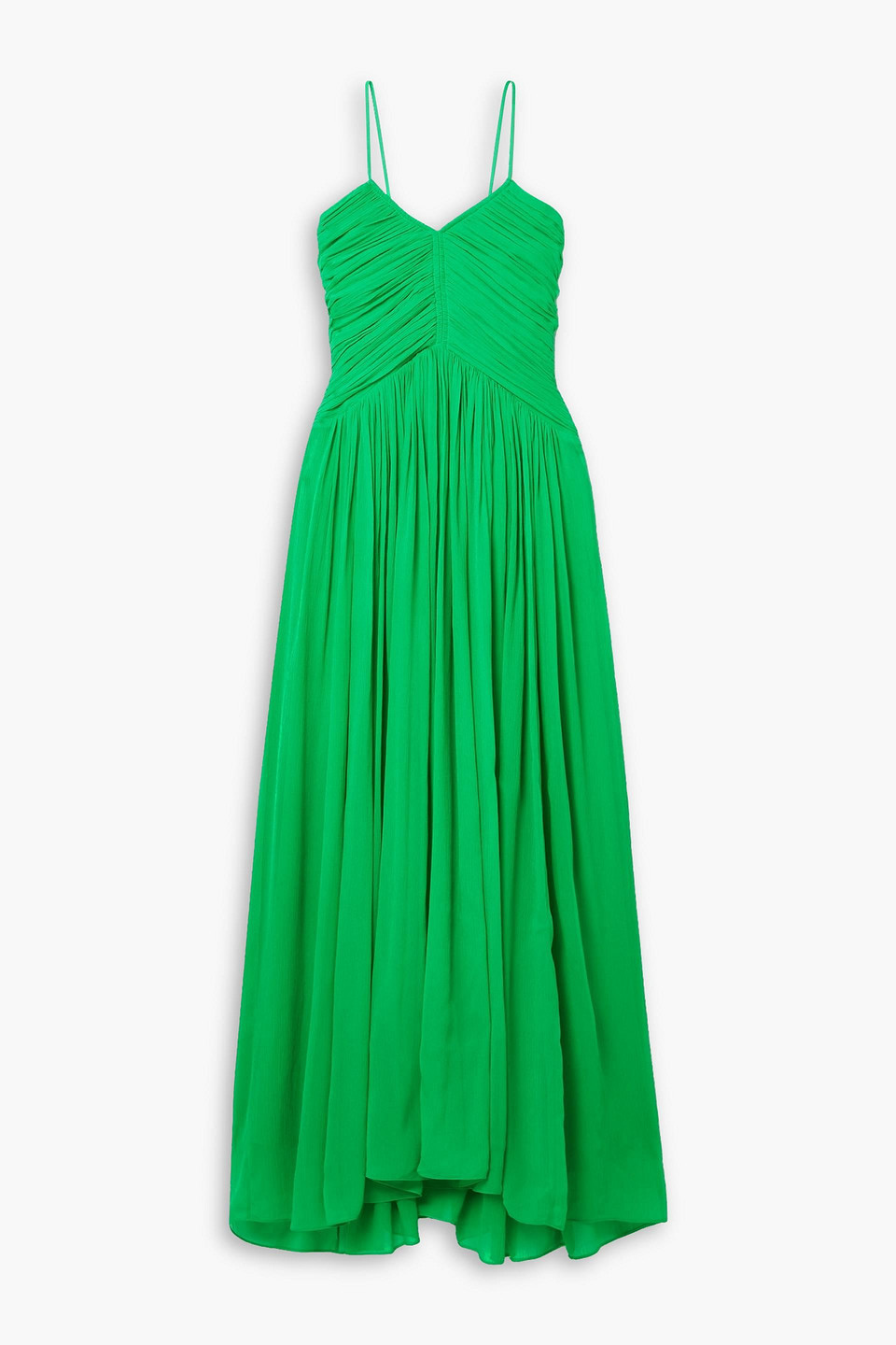 A.l.c Rumi Ruched Pliss Silk-chiffon Midi Dress In Green | ModeSens A.l.c Rumi Ruched Pliss Silk-chiffon Midi Dress In Green | ModeSens