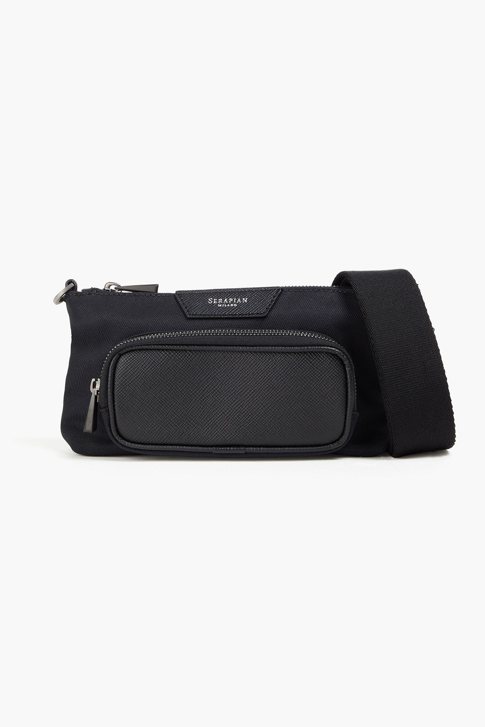 Serapian Mini Envelope Textured-leather And Canvas Cross-body Bag In Black