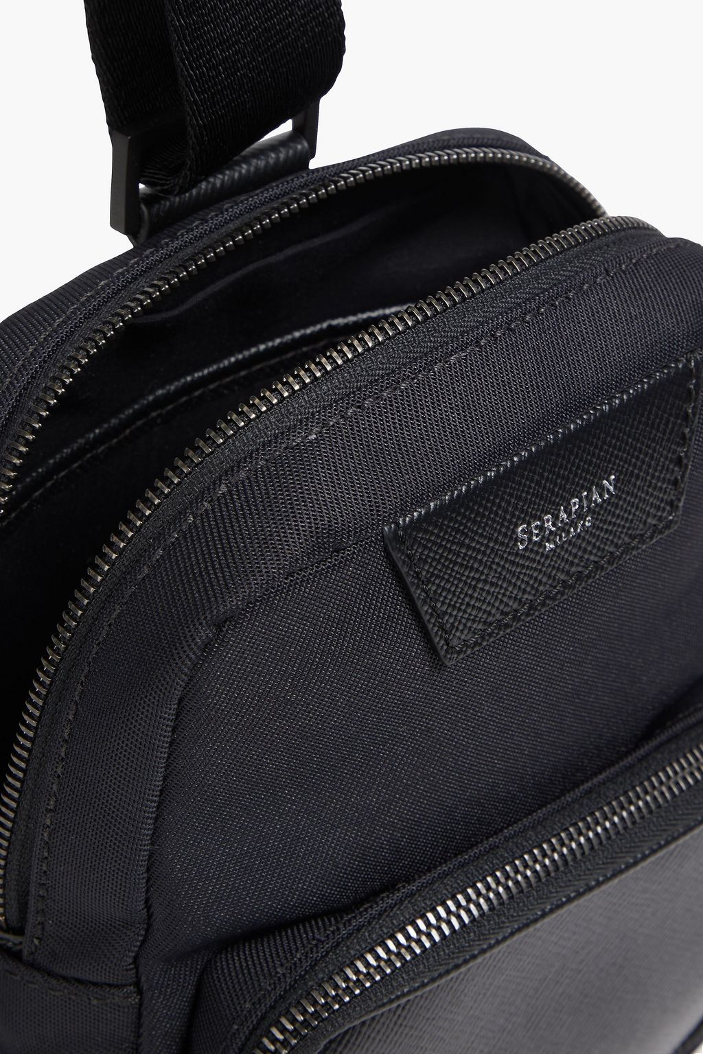 SERAPIAN Leather-trimmed twill messenger bag