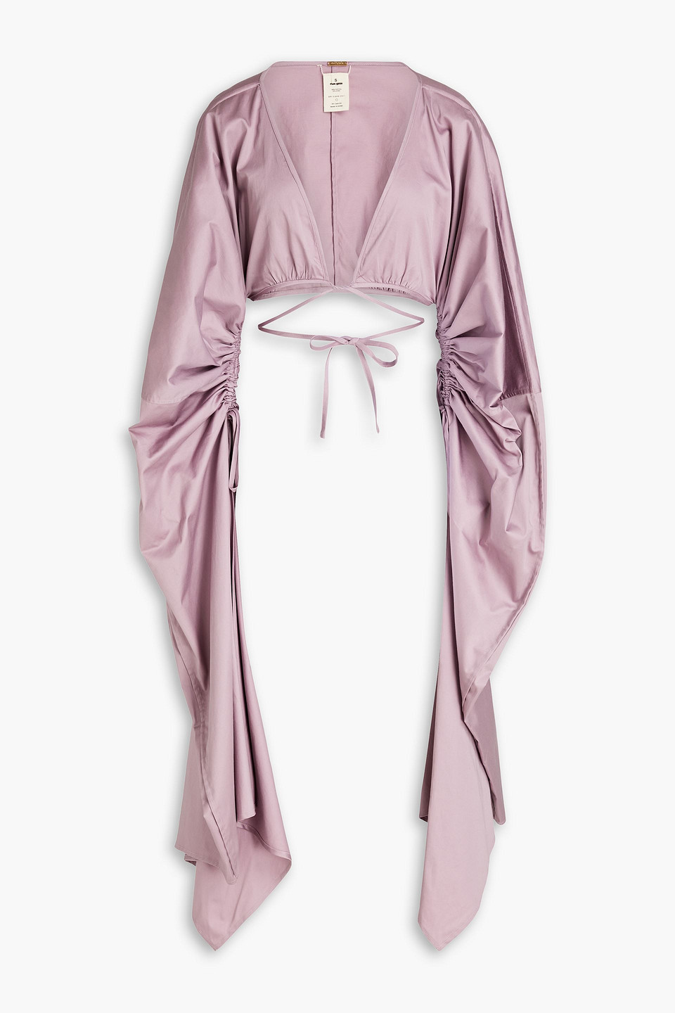 Cult Gaia Adriel cropped ruched cotton-blend top