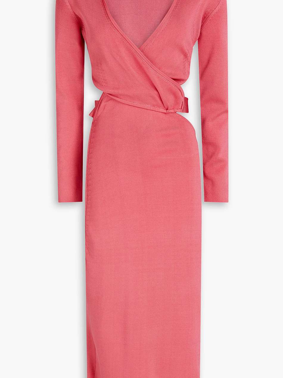 cristina wrap-effect cutout knitted midi dress