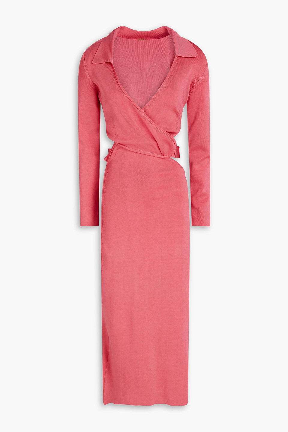 Cult Gaia Cristina Wrap-effect Cutout Knitted Midi Dress In Pink