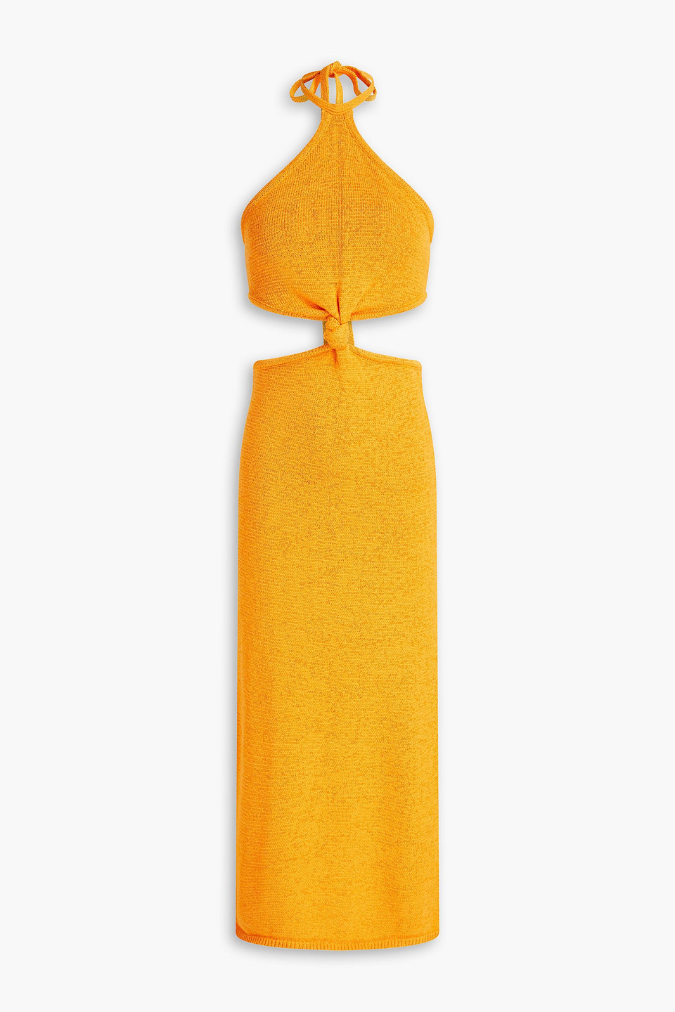 Shop Cult Gaia Cameron Cutout Cotton-blend Halterneck Midi Dress In Orange