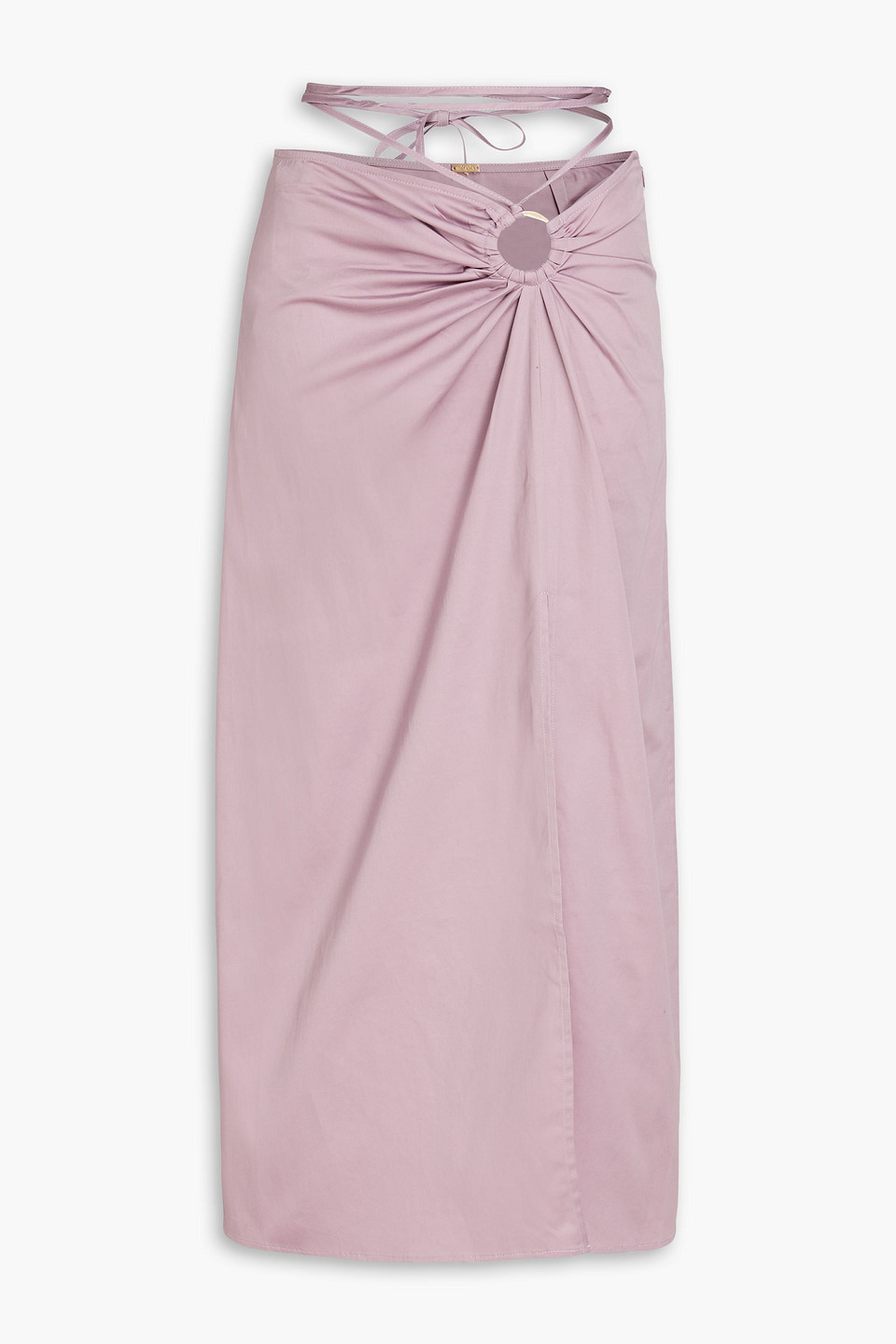 Nell ruched cotton-blend midi skirt