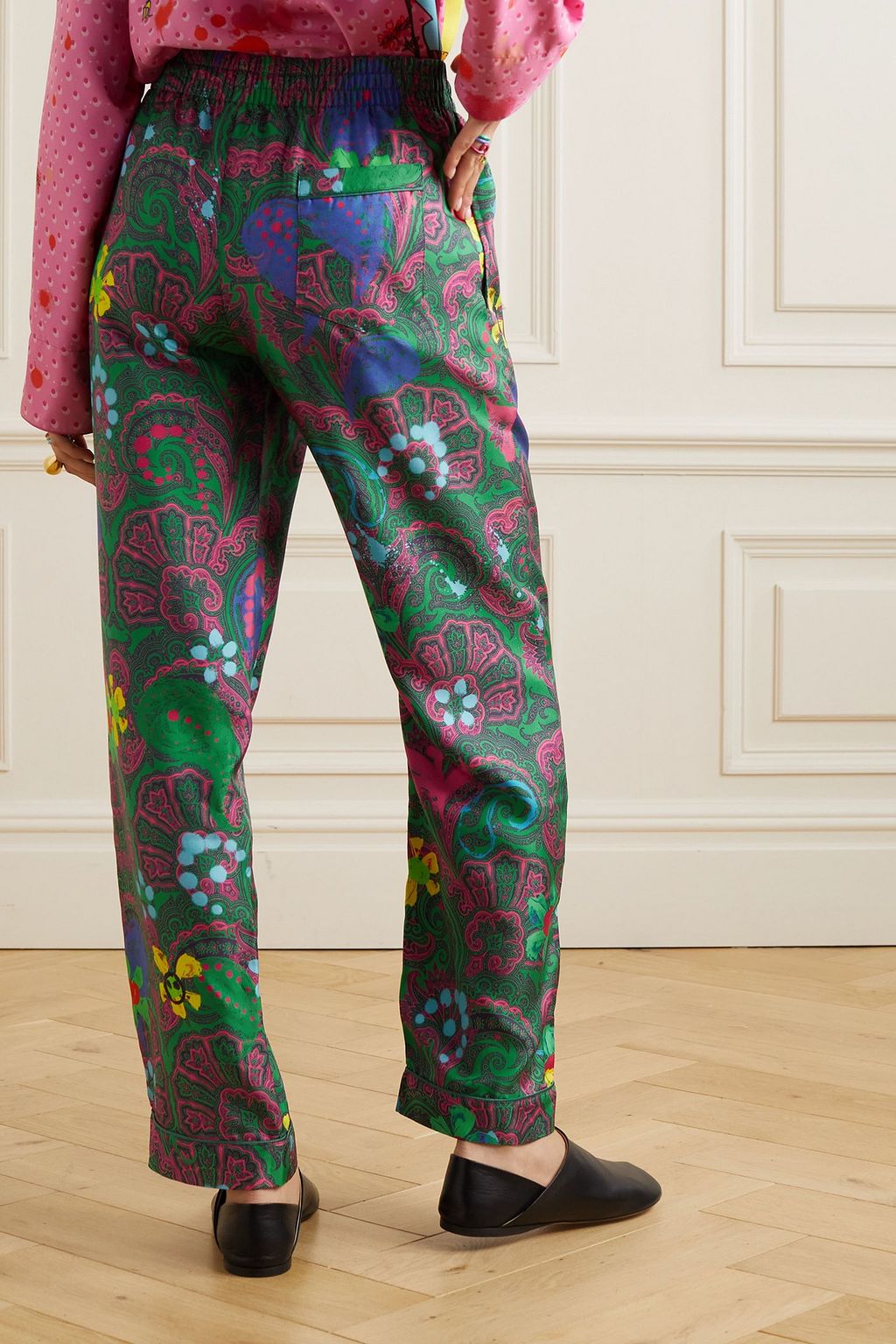 AZ FACTORY Printed silk-twill straight-leg pants