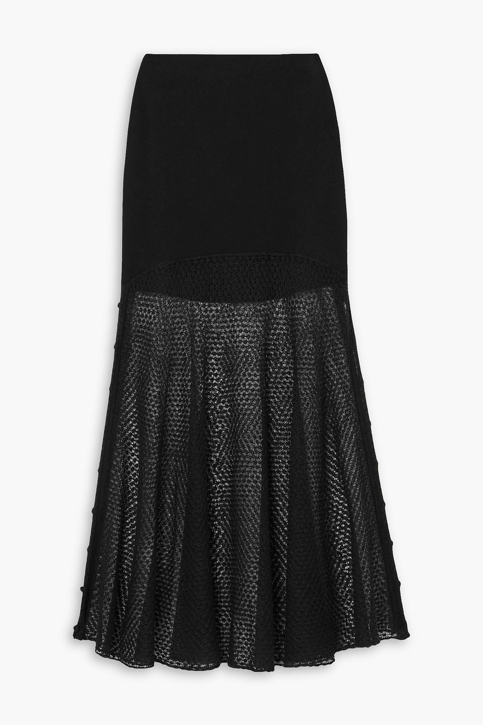 Chloé Crochet-paneled Wool-blend Maxi Skirt In Schwarz