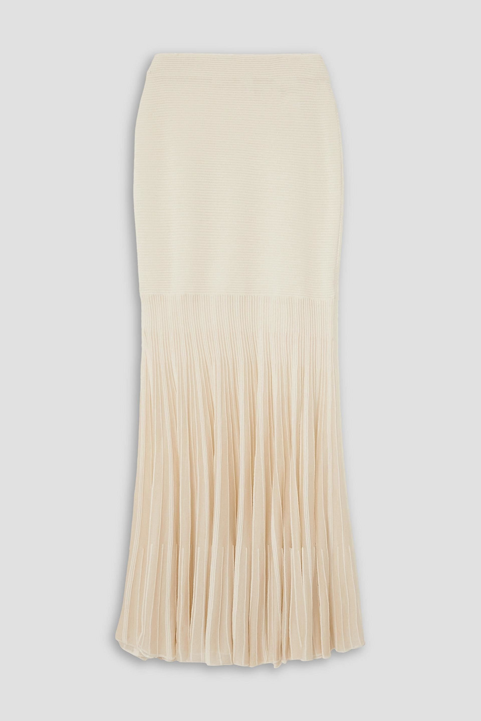 Chloé - Pleated ribbed wool and silk-blend maxi skirt - White - L