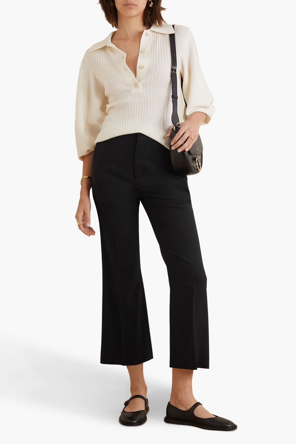 CHLOÉ ストレッチウール クロップドフレアパンツ