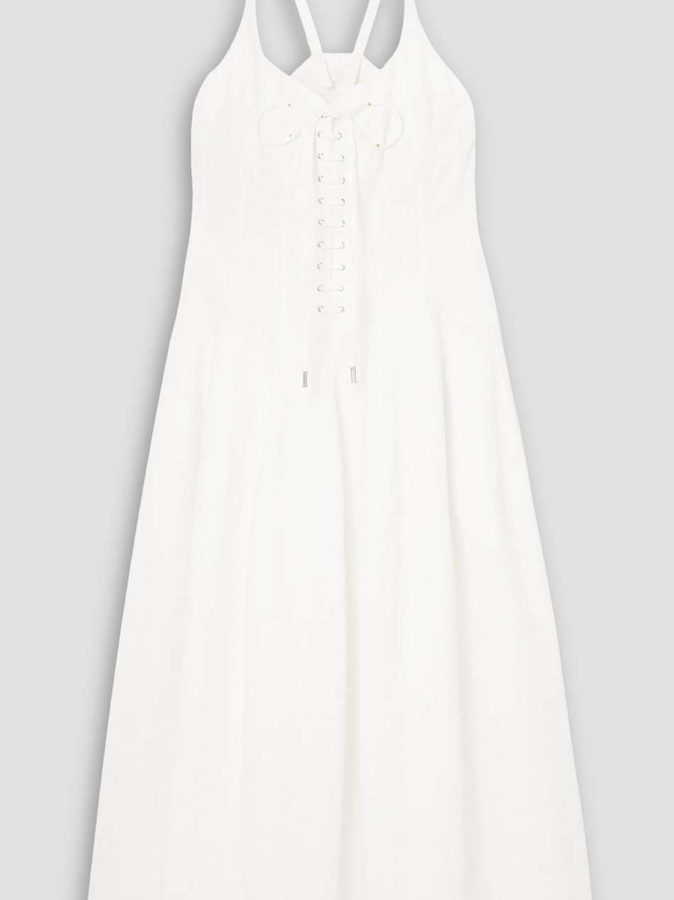 lace-up cotton-piqué midi dress