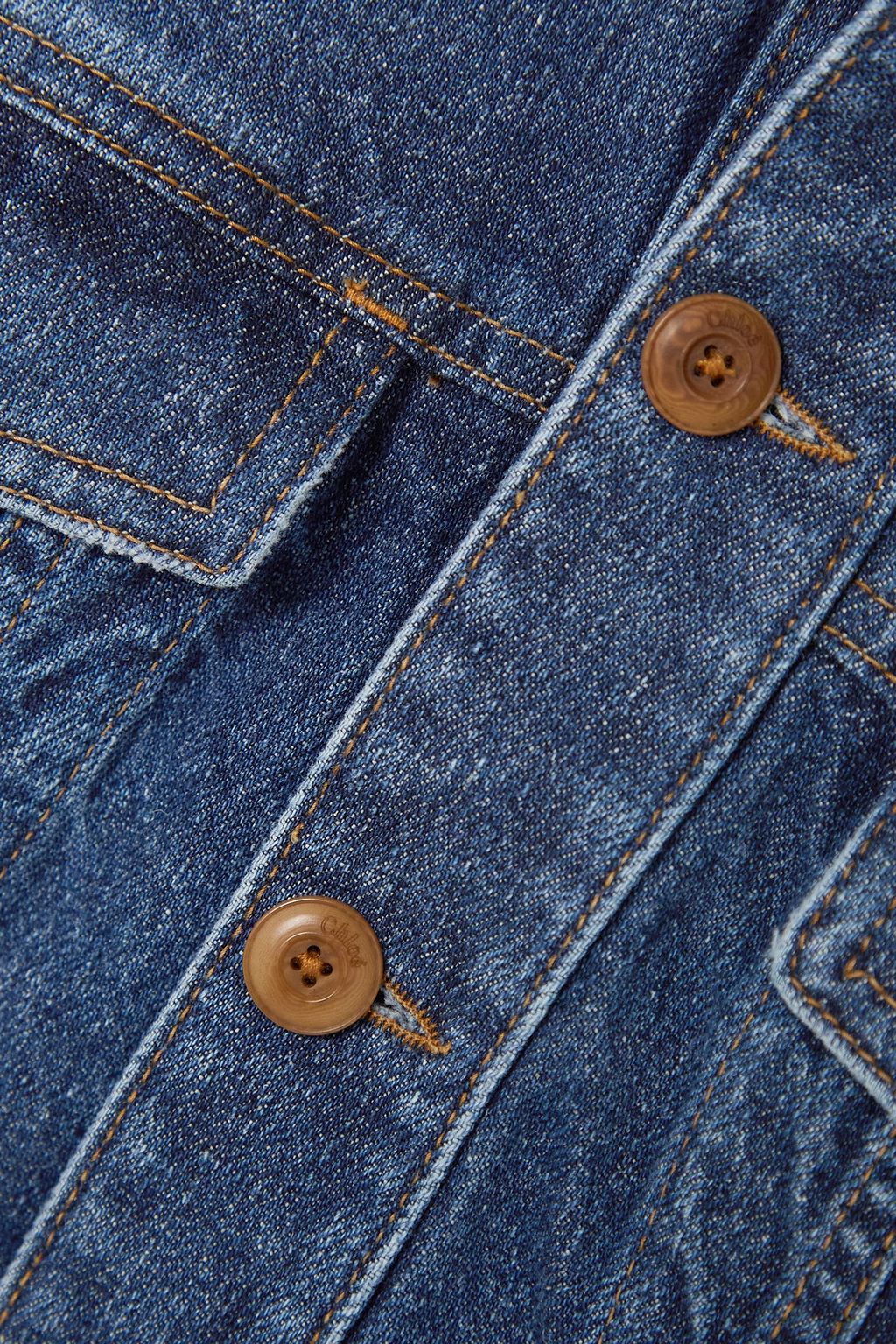 CHLOÉ Embroidered cotton and hemp-blend denim jacket