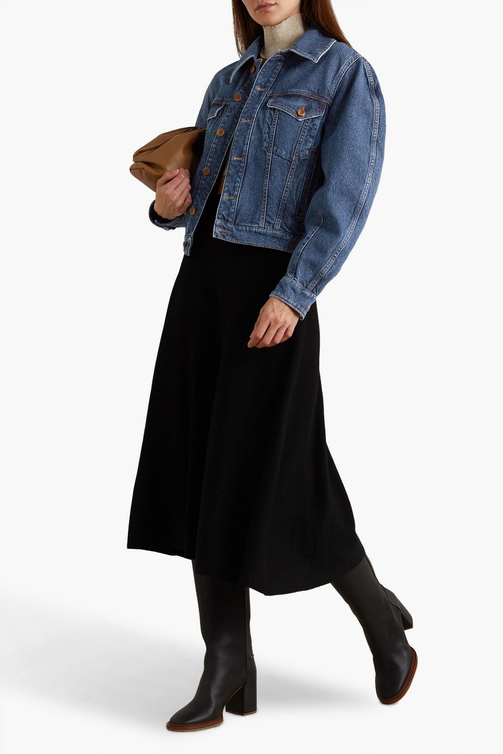 CHLOÉ Embroidered cotton and hemp-blend denim jacket