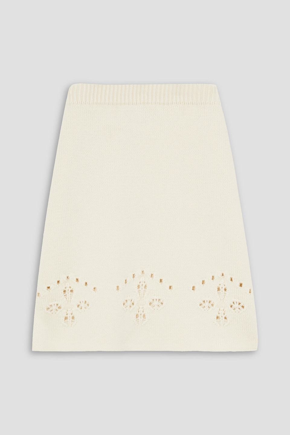 Chloé - Pointelle-knit wool mini skirt - White - L
