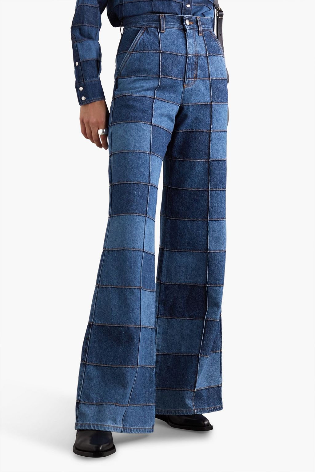 CHLOÉ Patchwork high-rise wide-leg jeans