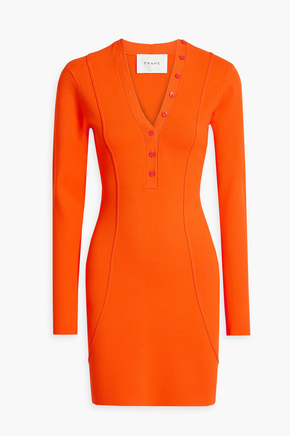 Frame Julia Sarr-jamois Cutout Knitted Mini Dress In Bright Mandarin