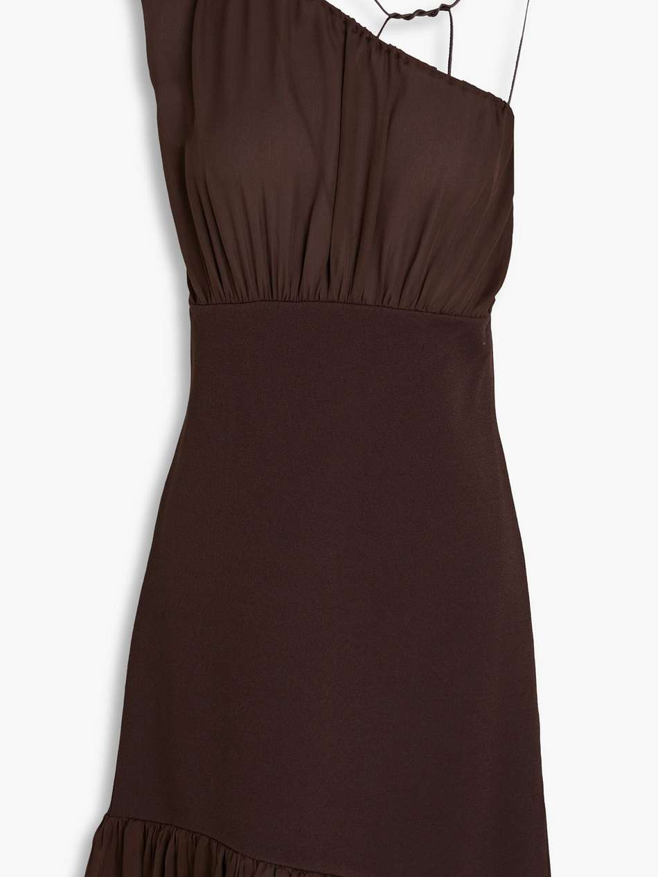 asymmetric ruffled ponte and silk crepe de chine mini dress
