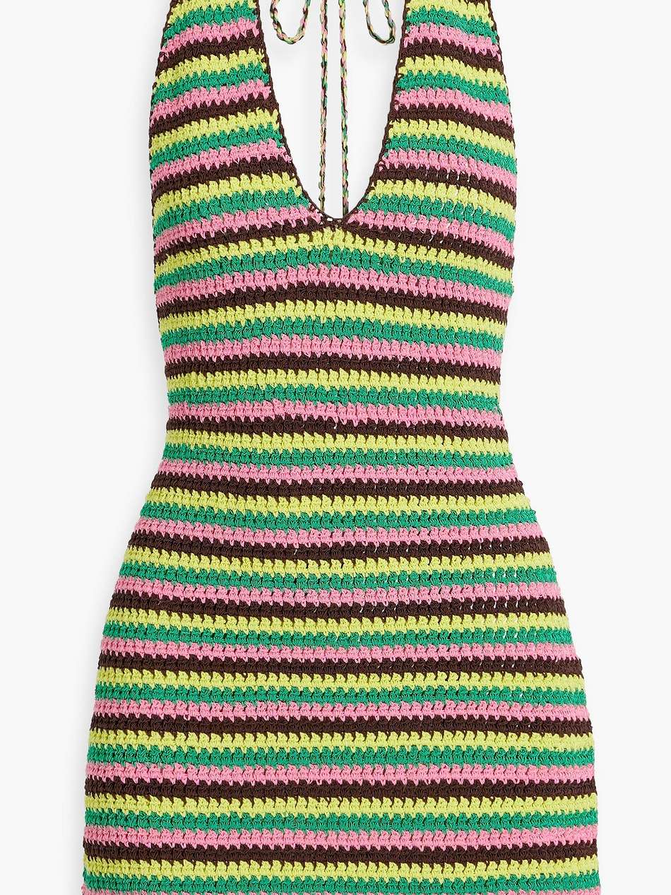+ julia sarr-jamois crocheted cotton-blend halterneck mini dress
