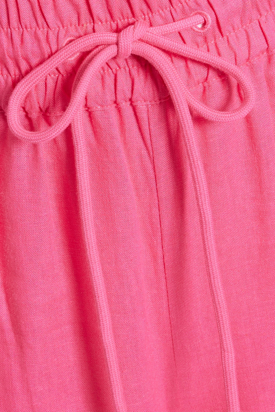 Shop Frame Linen-blend Wide-leg Pants In Pink