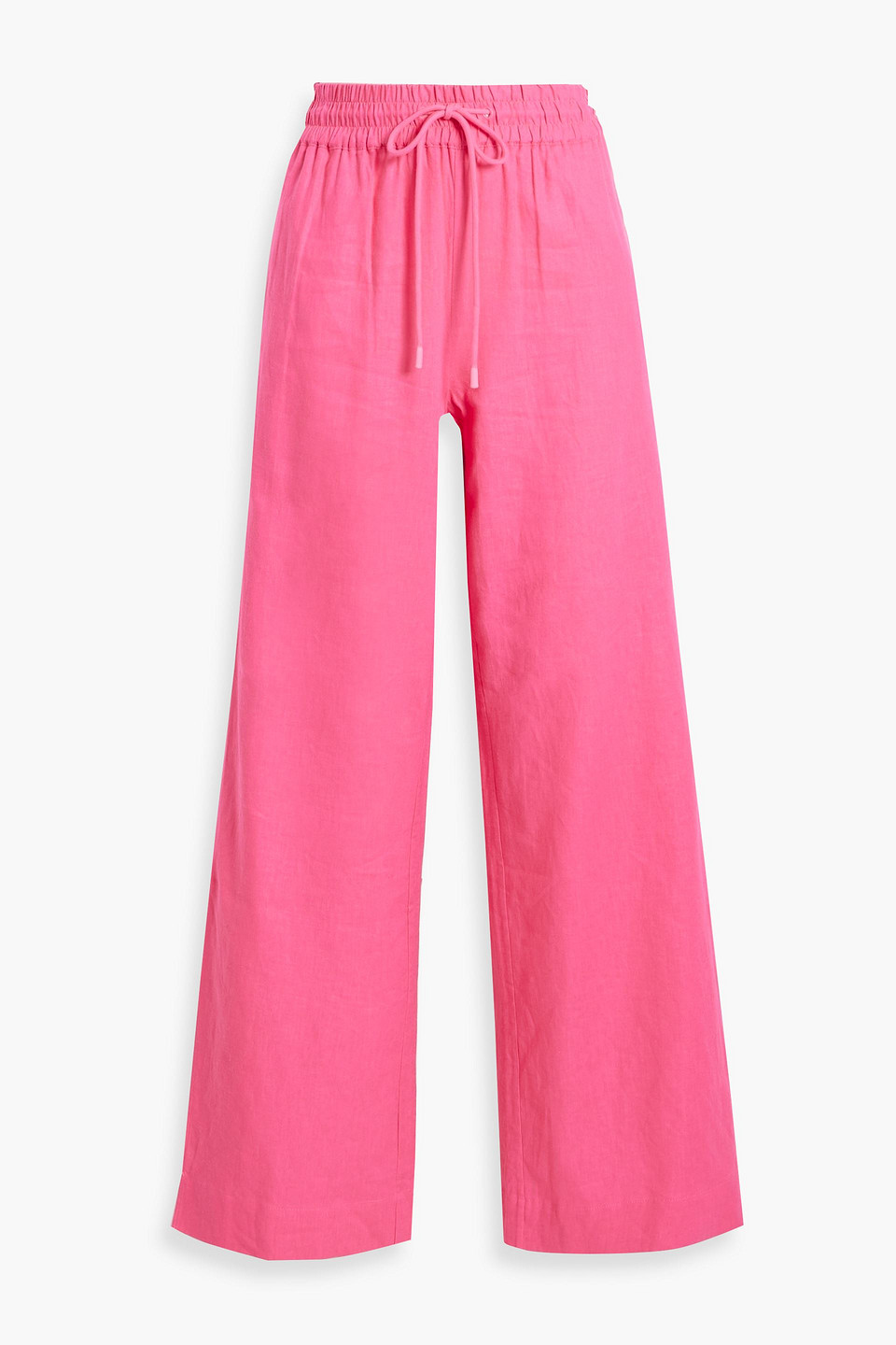 Shop Frame Linen-blend Wide-leg Pants In Pink