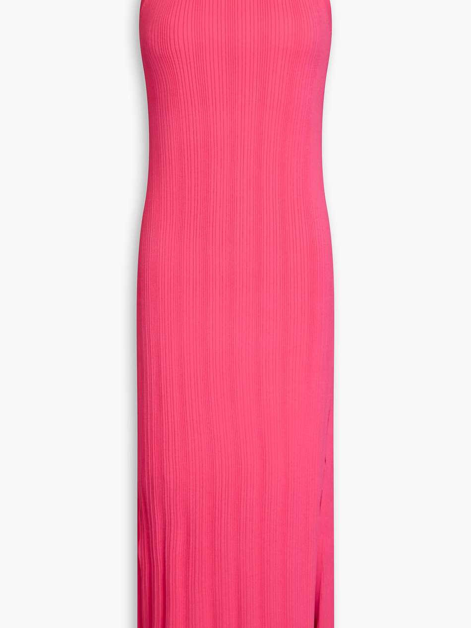 cutout ribbed-knit midi dress