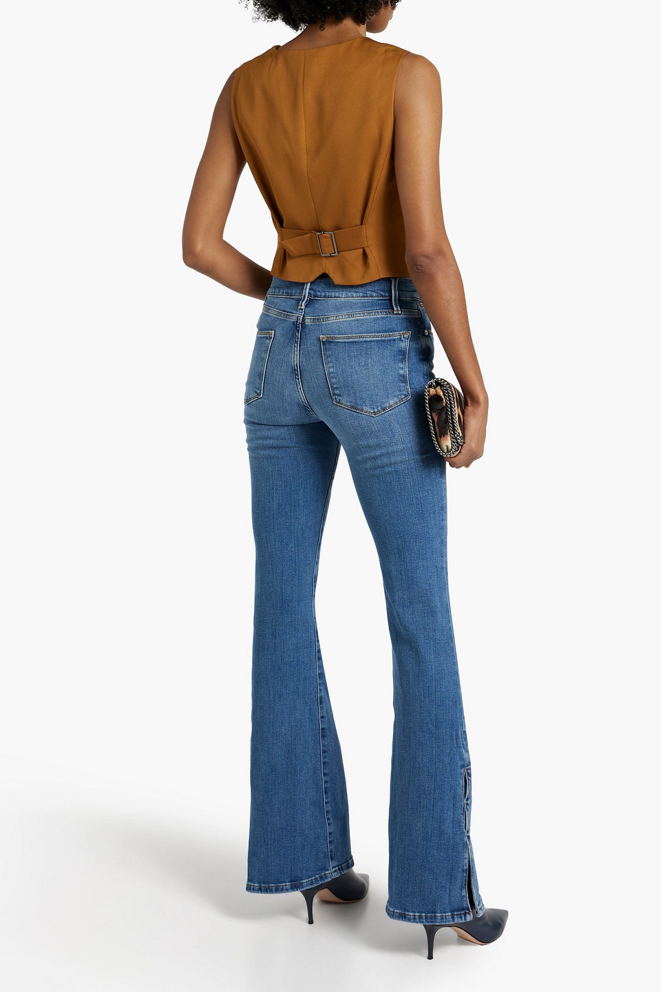 Shop Frame Le High Flare High-rise Flared Jeans In Mid Denim