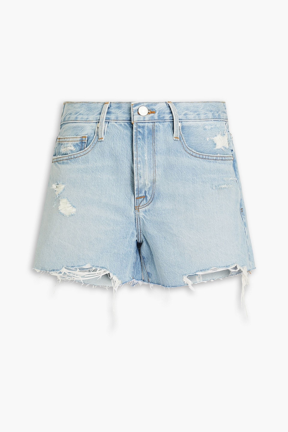 Frame Le Brigette Distressed Denim Shorts In Light Denim