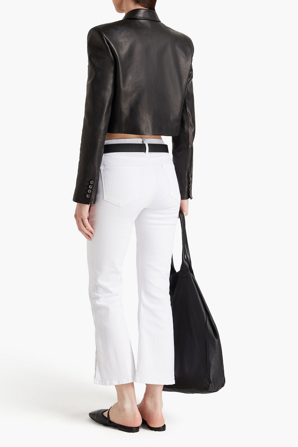 Shop Frame High-rise Kick-flare Jeans In White