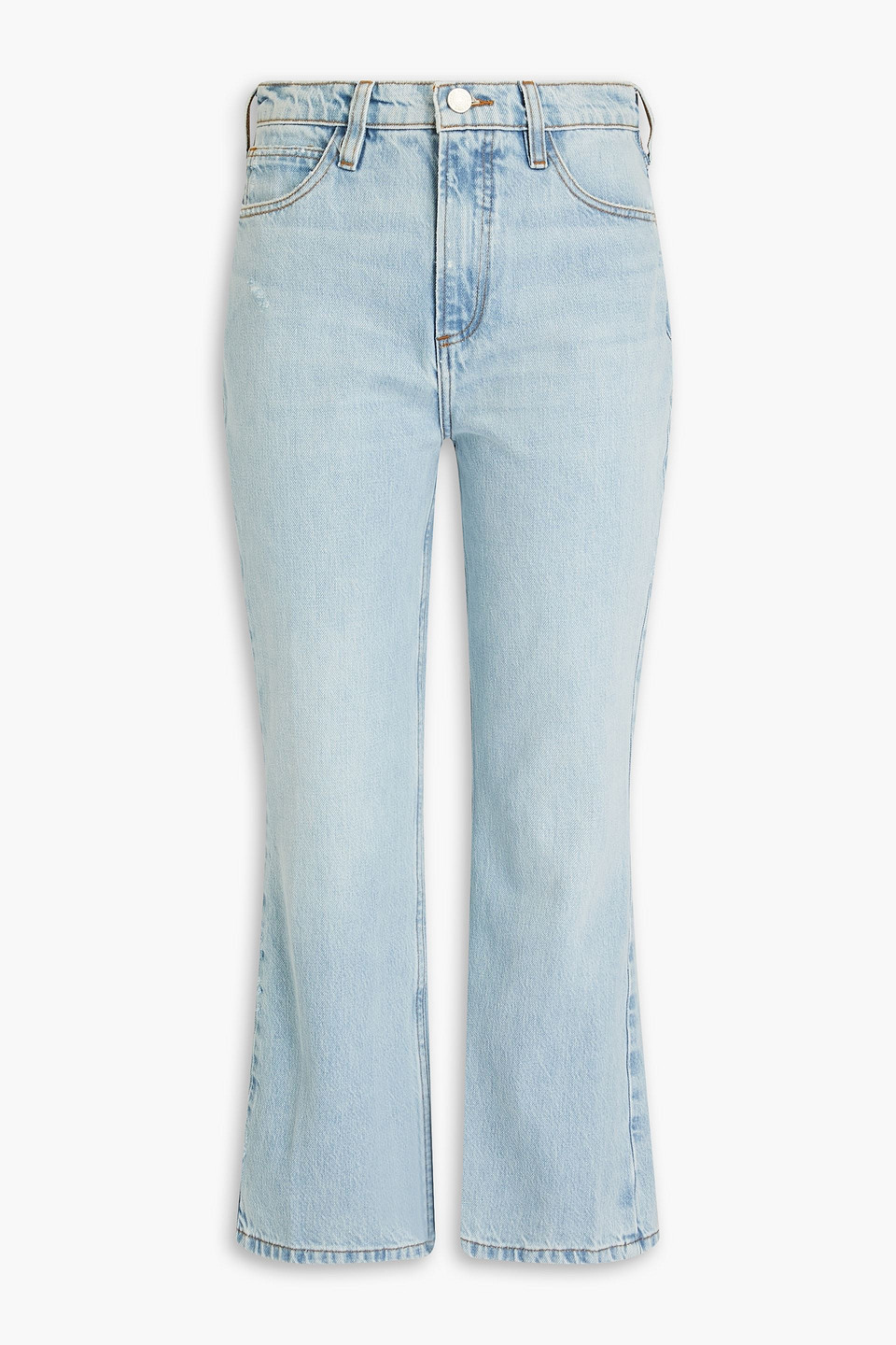 Frame High 'n' Tight Crop Mini Boot Cropped High-rise Bootcut Jeans In Light Denim