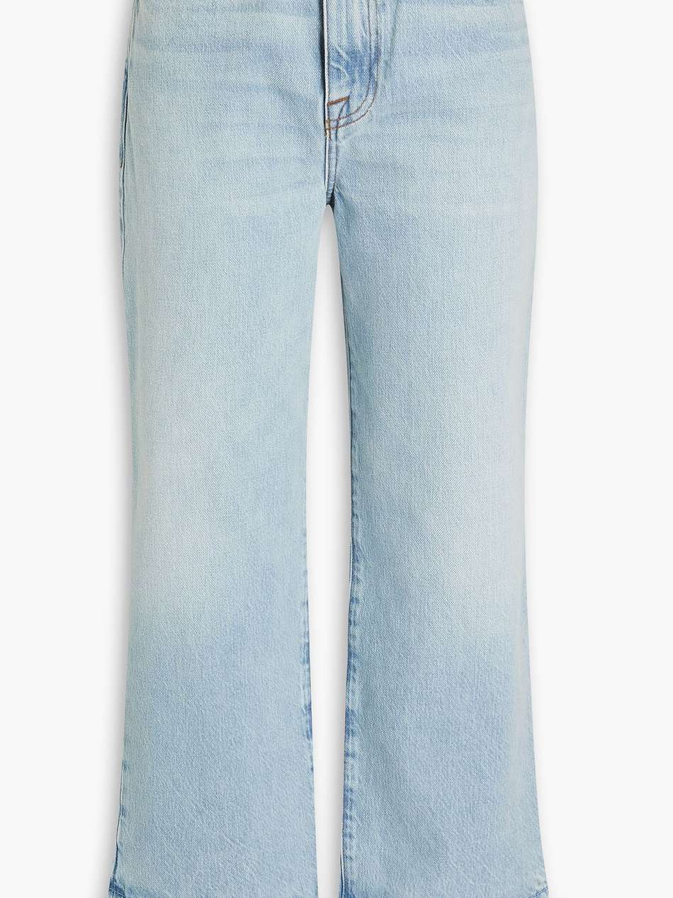 cropped feather-embellished high-rise straight-leg jeans