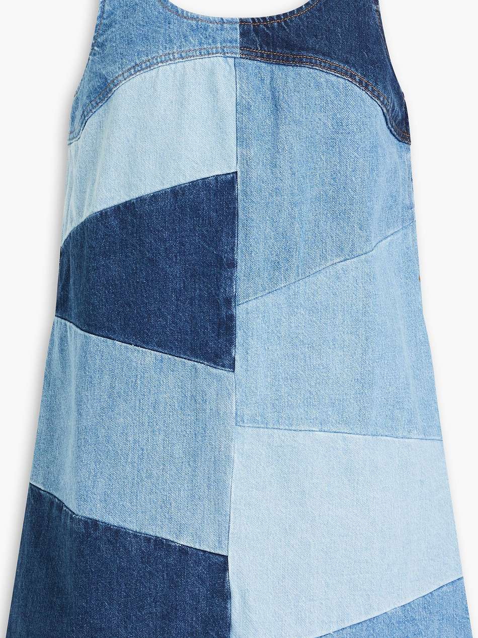 patchwork-effect denim mini dress