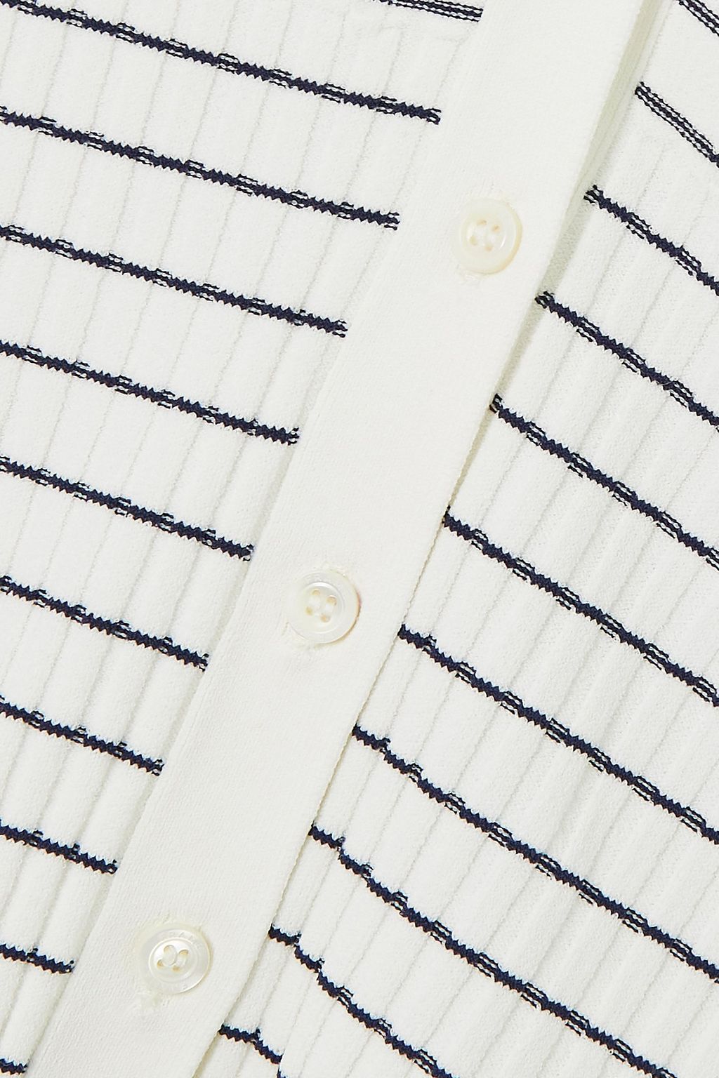 FRAME Striped ribbed-knit cardigan