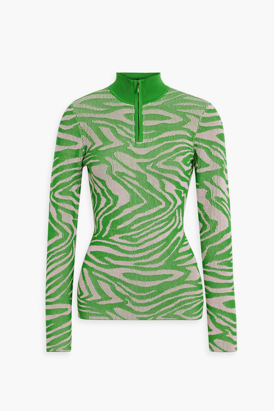 Shop Stine Goya Sylvie Jacquard-knit Half-zip Sweater In Green