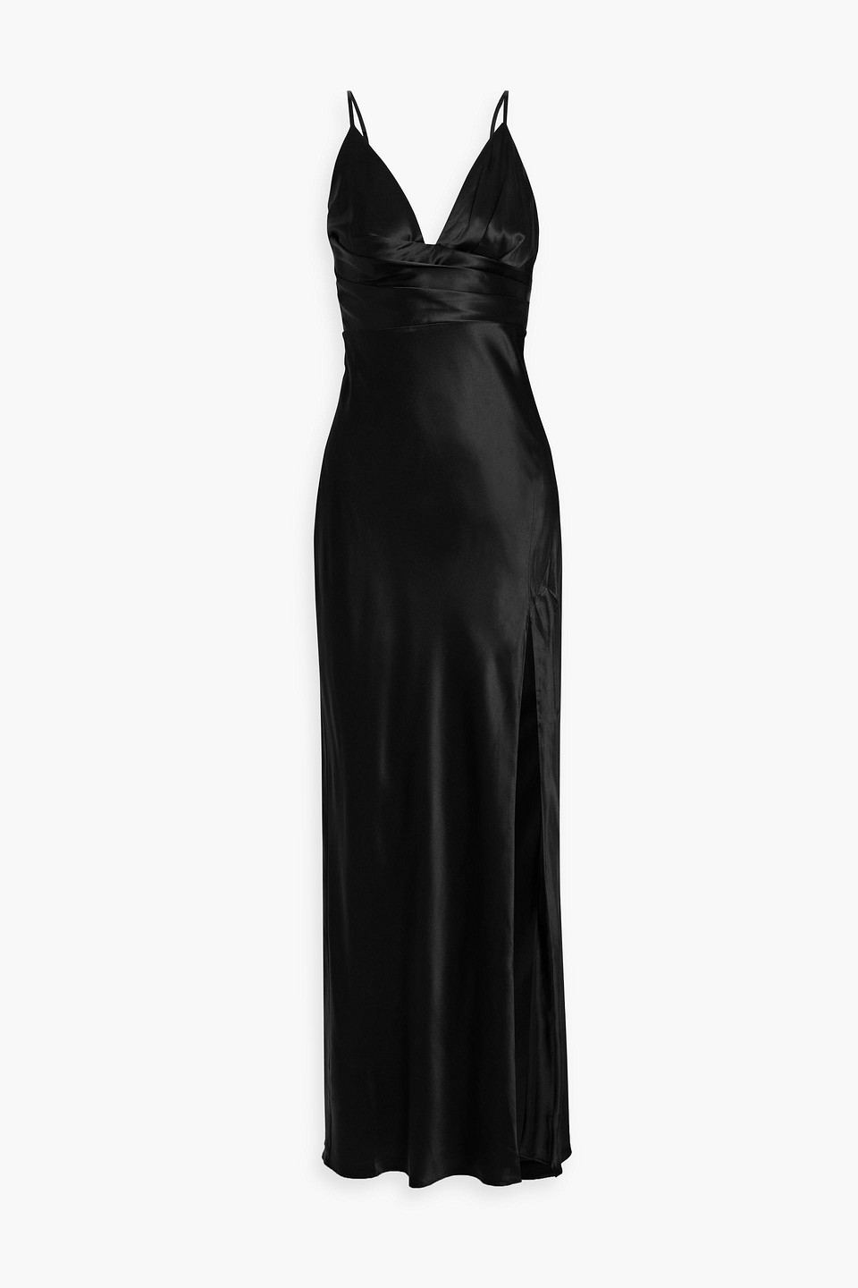 Nicholas Asma Pleated Silk-satin Maxi Dress In Black