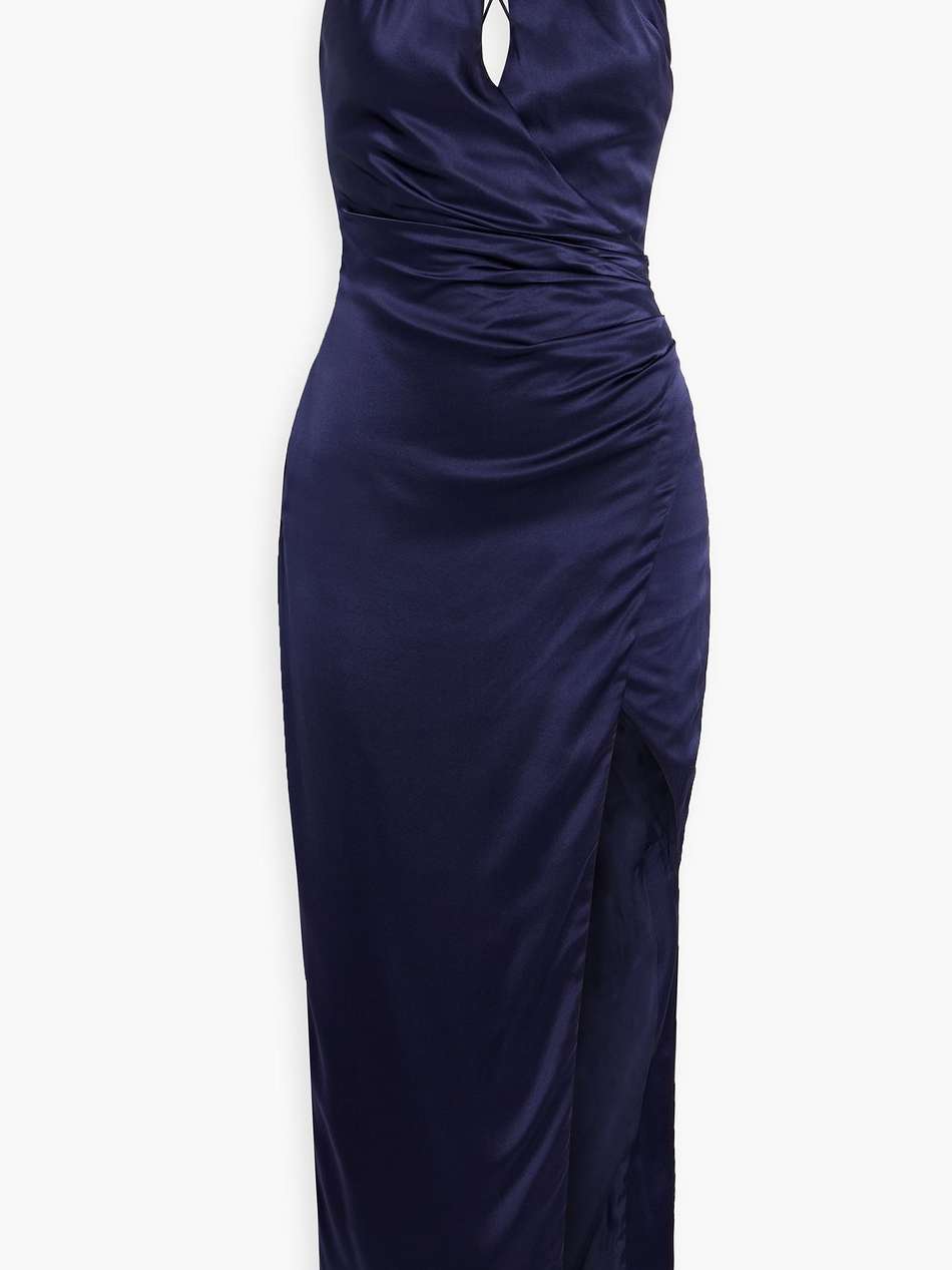 ambra ruched silk-satin midi dress