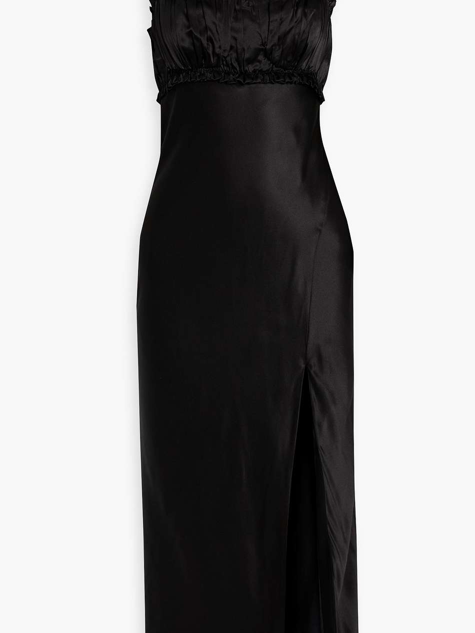 babba gathered silk-satin midi dress