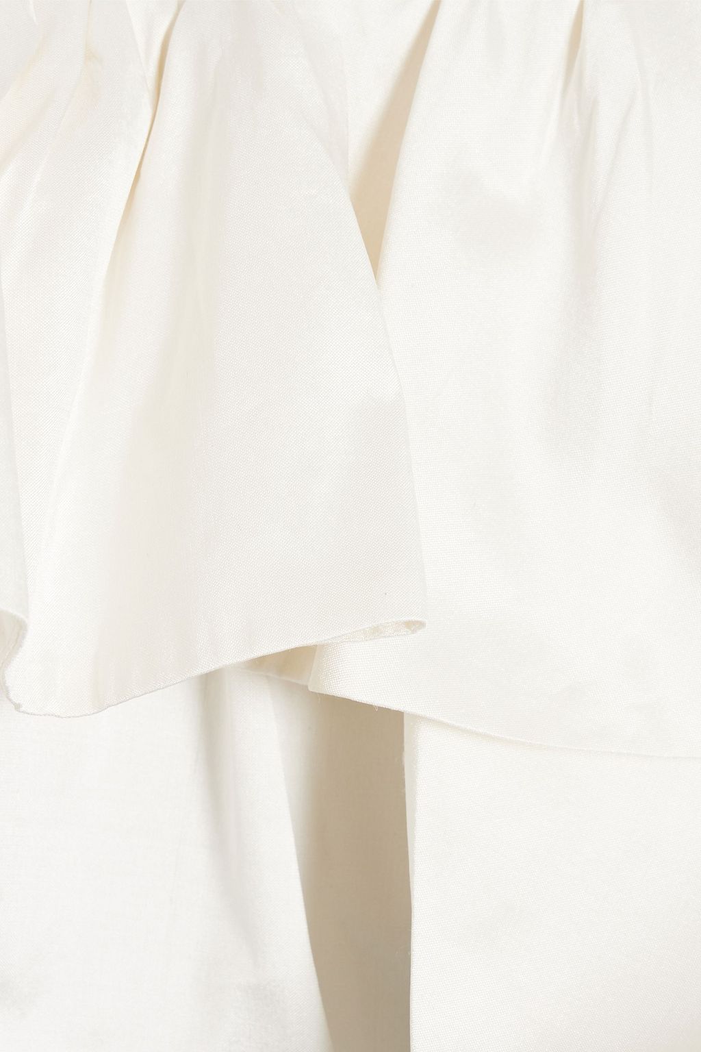 RASARIO Cold-shoulder ruffled taffeta and crepe mini dress