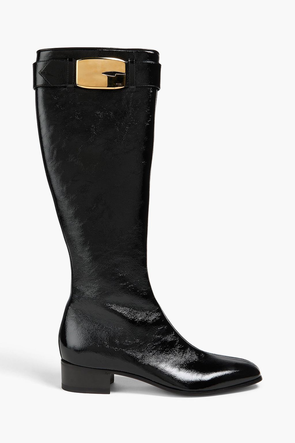 Embellished textured patent leather knee boots black EU 36.5